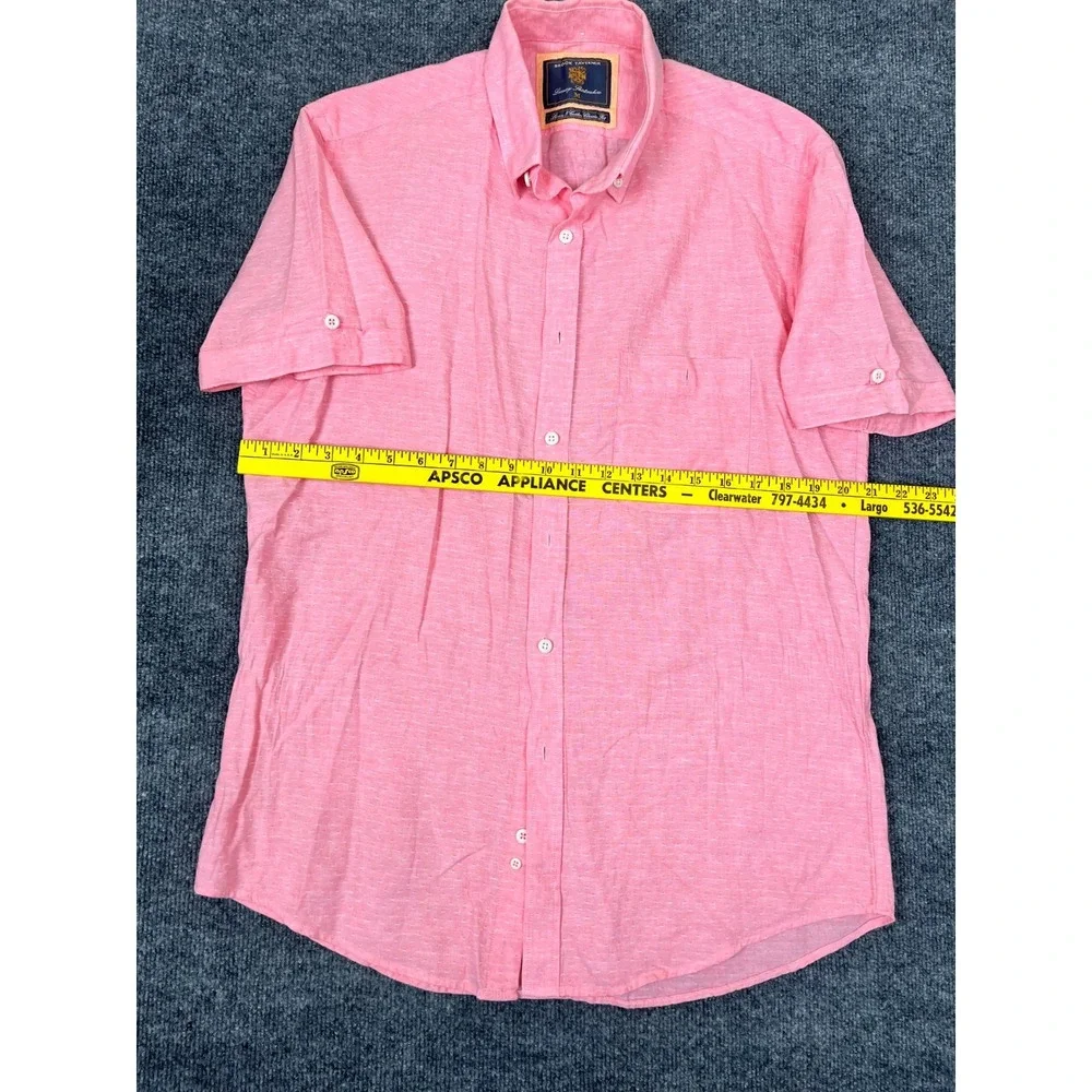 Brook Taverner Men's Rose  Button Down Shirt Linen&Cotton Classic Fit‎ Size M - Picture 6 of 8